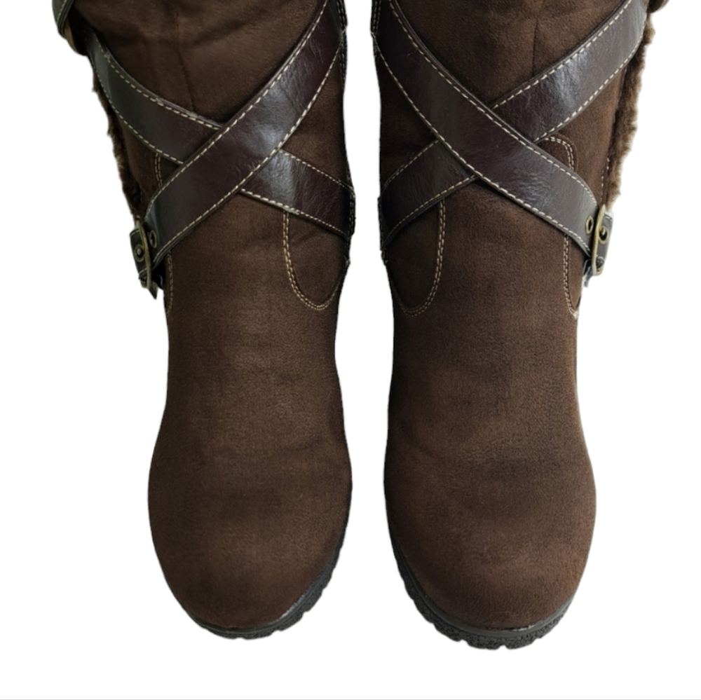 Canyon River Blues Suede Fur Lined Knee High Winter Women's Brown Boots 8 1/2 - Picture 7 of 16